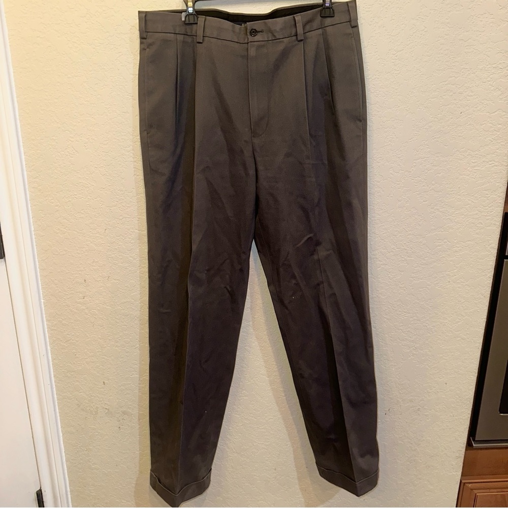 Brooks Brothers W35 x L32 Gray Classic Fit Cotton Business Dress Pants